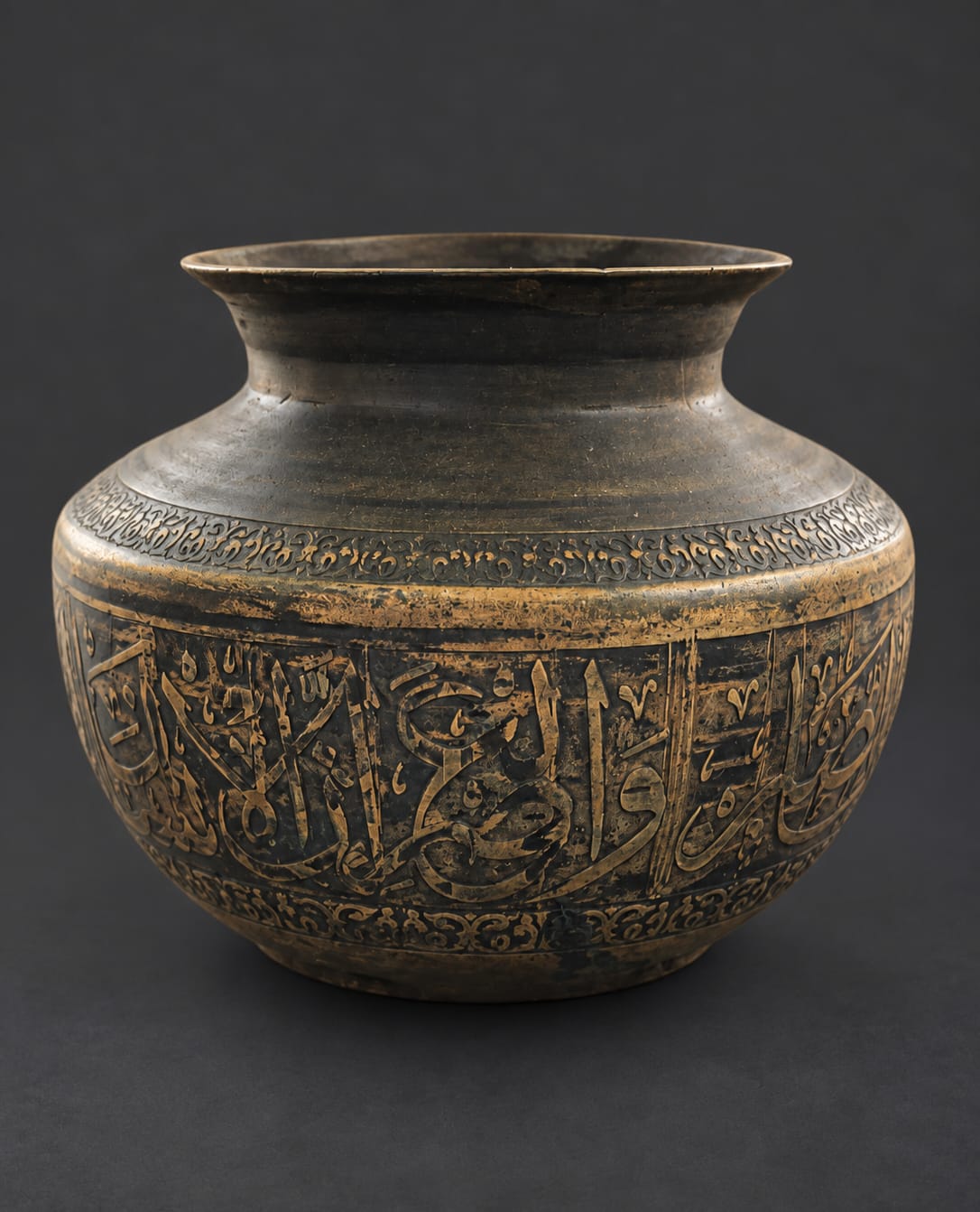 Mughal Islamic Hand Embossed Brass Pot